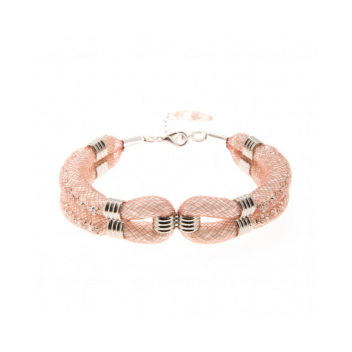This rose gold effect mesh bracelet called 'Clove Cuff' is a lovely addition to the wardrobe. Its pretty contemporary design is easy to wear at any age and comes with a 3cm extension chain for versatile adjustment on your arm.  
