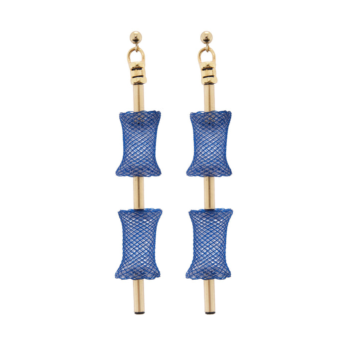 Double Turtle roll earrings are made with rich navy tones, all finished in luxurious, hard-wearing, 14kt gold fill finishings.