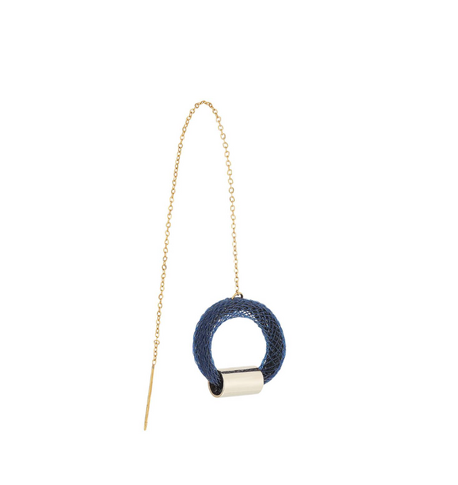 Small Hoops on Chain - Navy