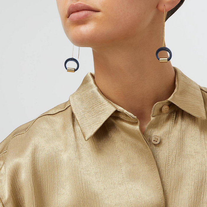 Small Hoops on Chain - Navy