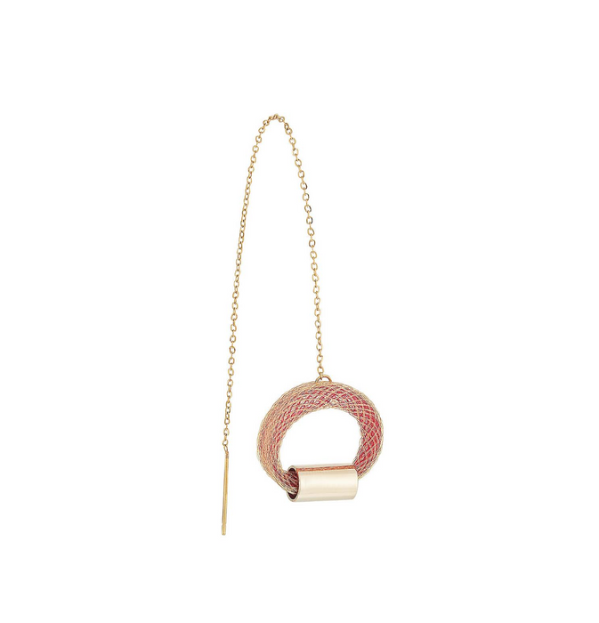 Small Hoops on Chain - Coral